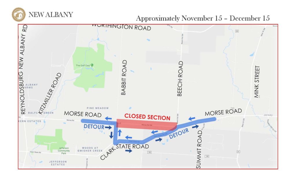 Morse Road Waterline Extension Detour Routes October through December