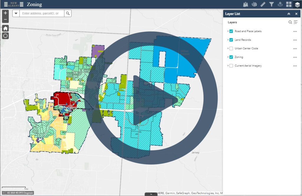 zoning map with play icon