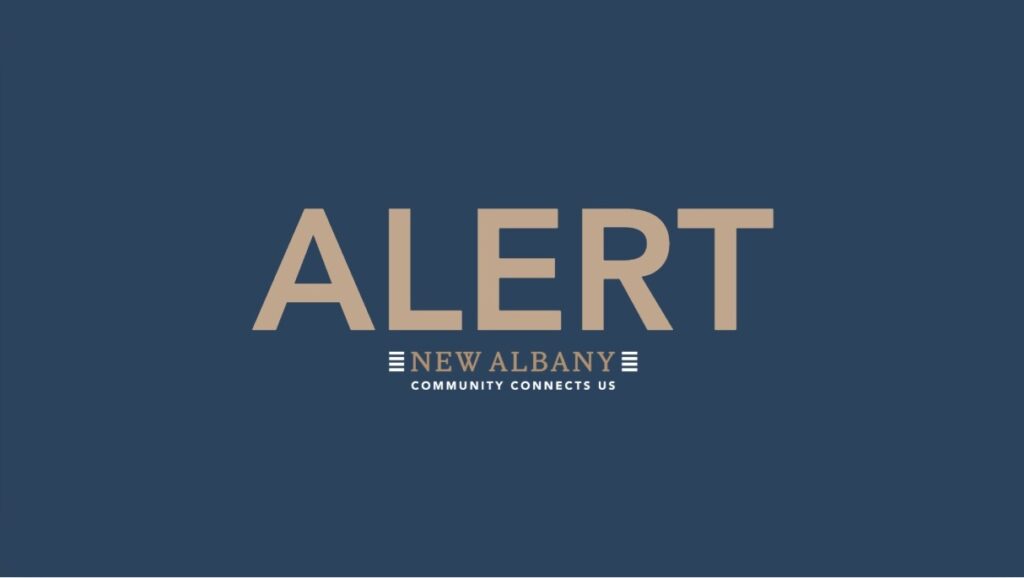 A blue background with the words Alert Community Connects Us