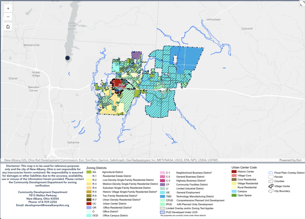A screenshot of the GIS map which shows an overhead view of the zones.
